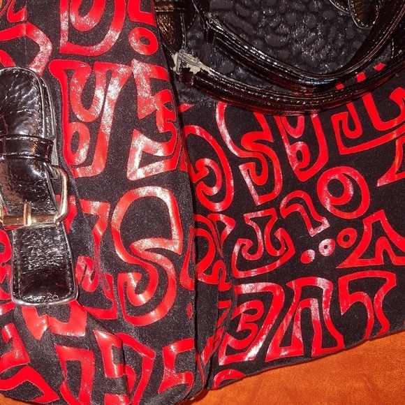👜 Red Letters Black Purse HandBag - Picture 4 of 7